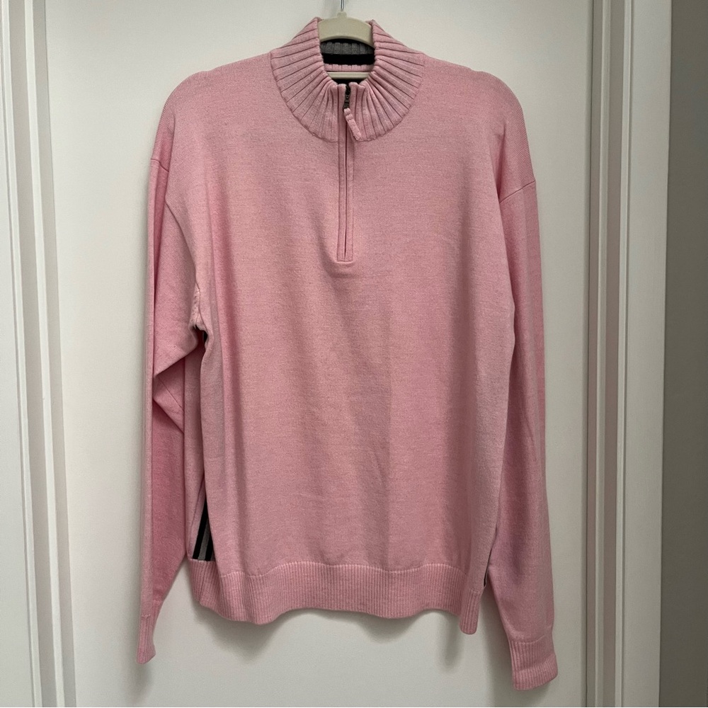 Talbott Men's Zip-Up Sweater in Soft Pink Sz L